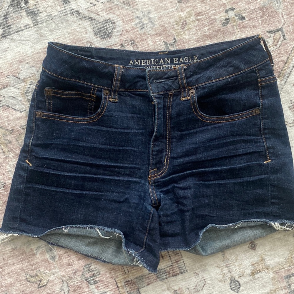 American Eagle dark blue wash shorts
